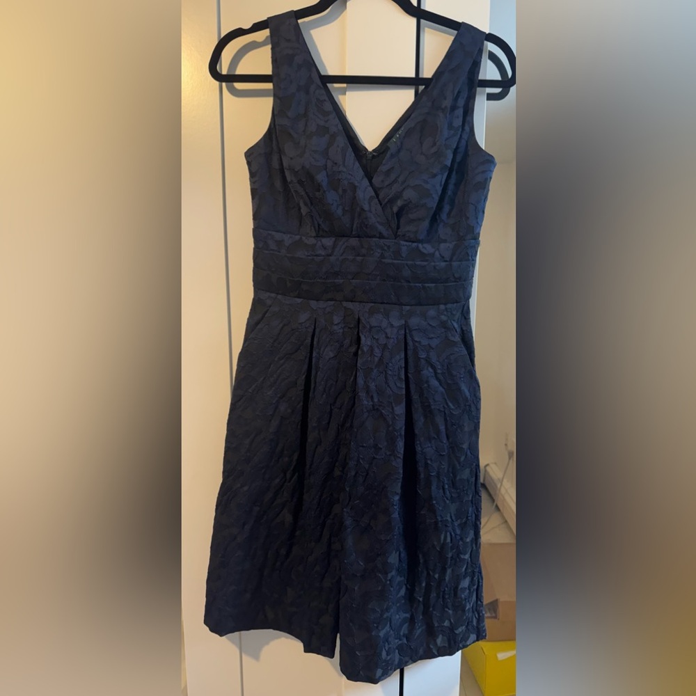 Lauren Ralph Lauren Dark Blue Textured Mini Dress